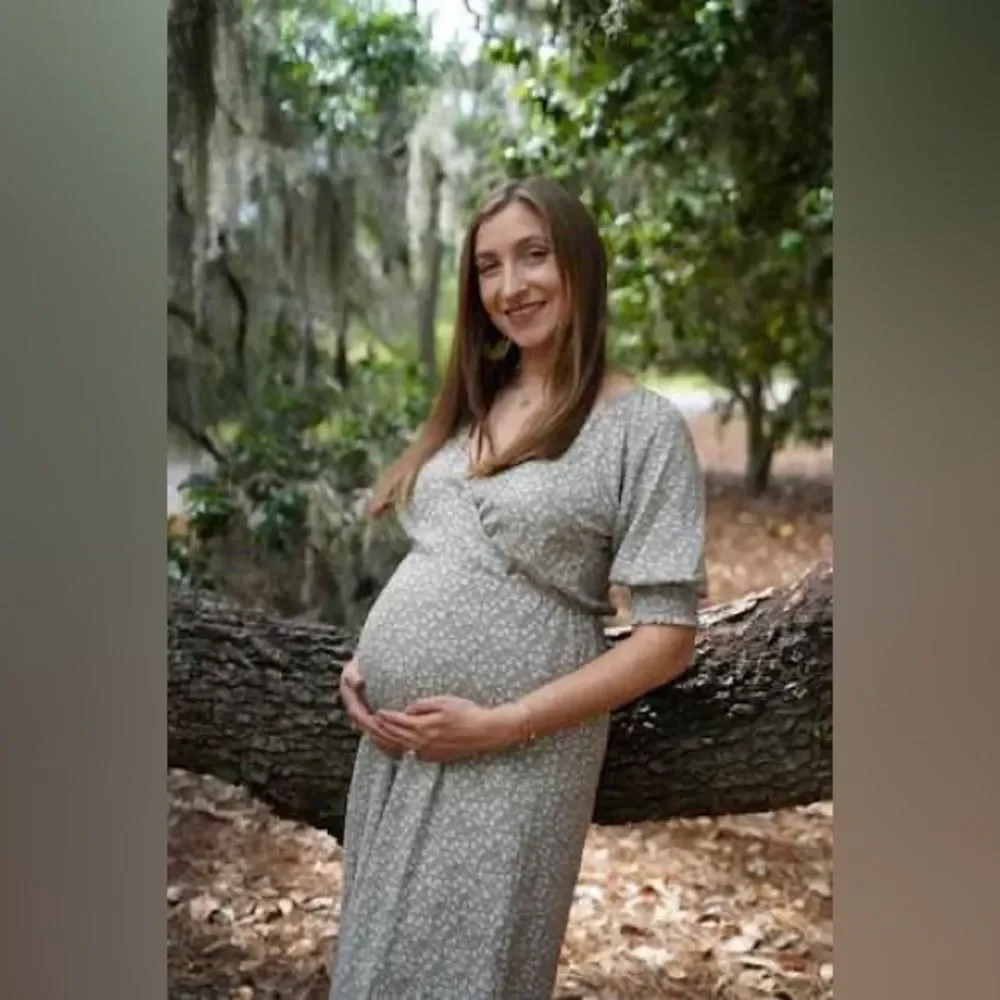 Lulus Times With You Sage Green Floral Print Puff Sleeve Midi Dress Size XS NEW - Picture 14 of 16